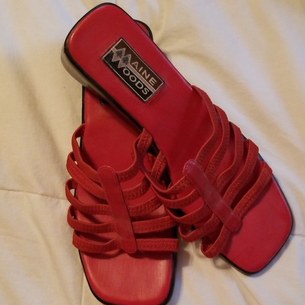 Maine Woods red sandals.